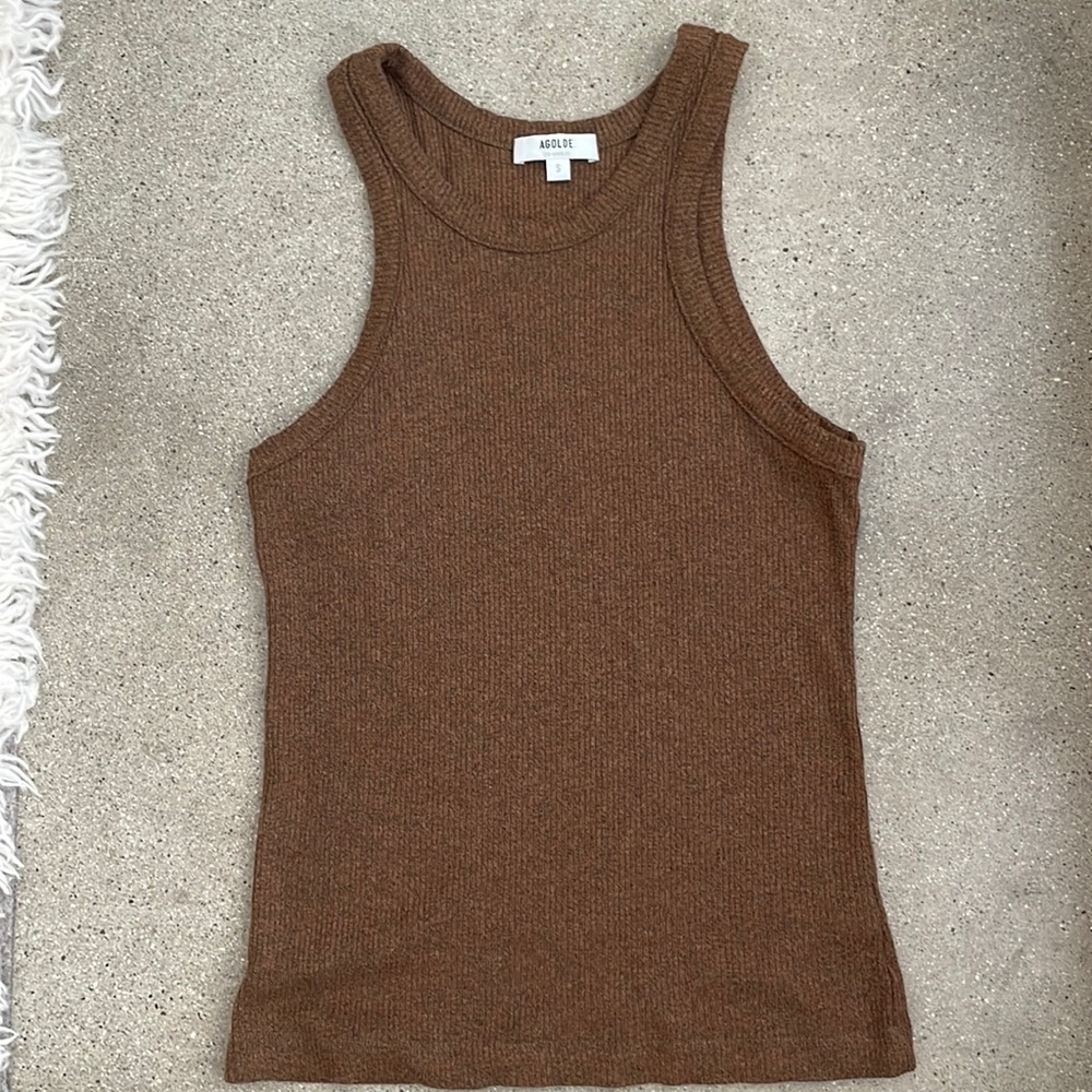 Golden ribbed racerback tank small